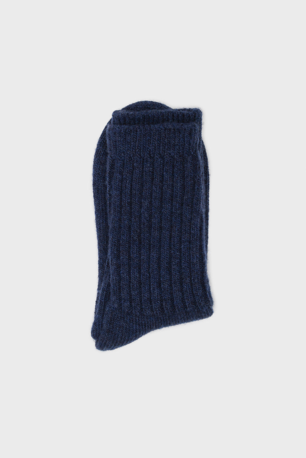 Blue ribbed cashmere wool blend socks_4