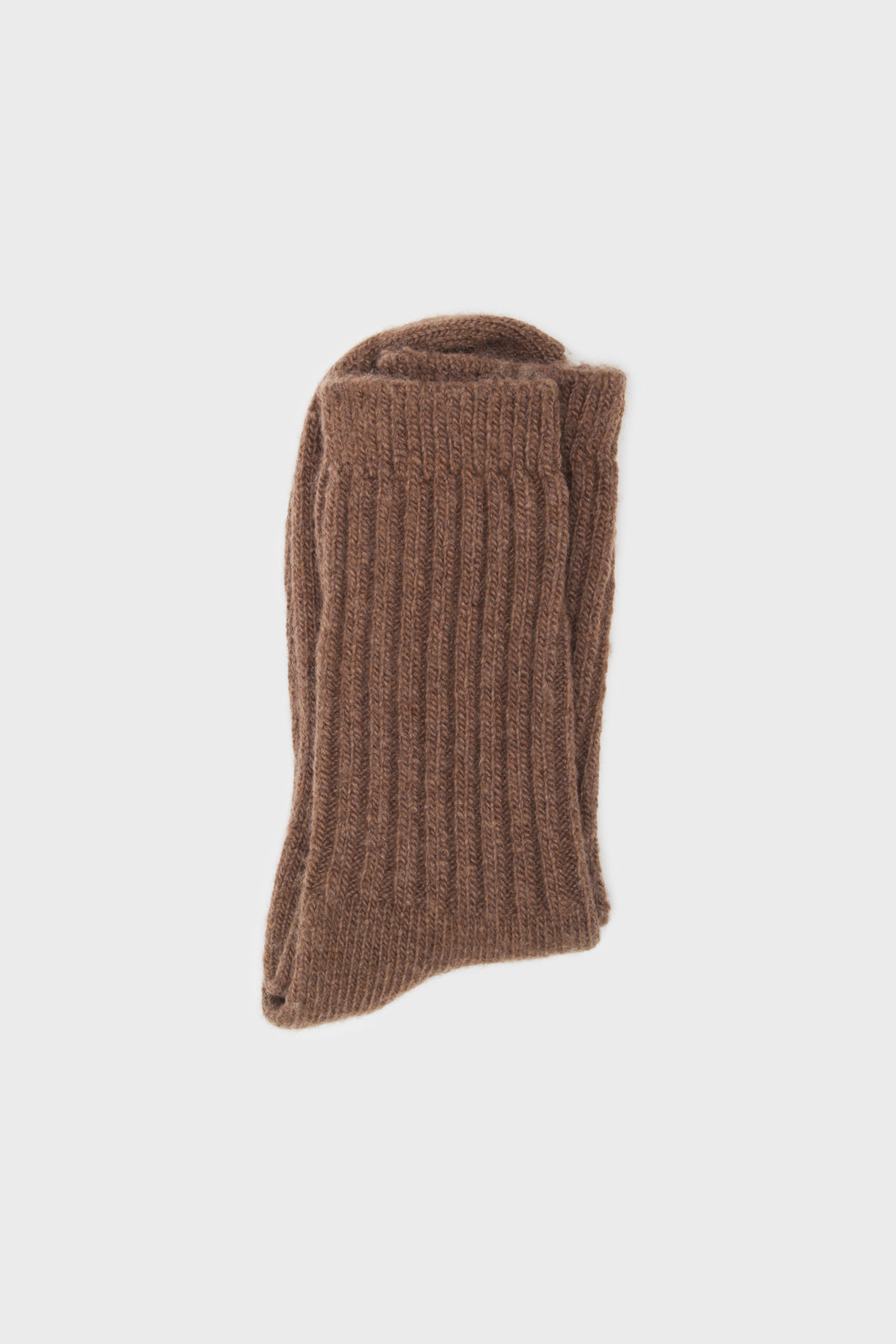 Dark beige ribbed cashmere wool blend socks_4