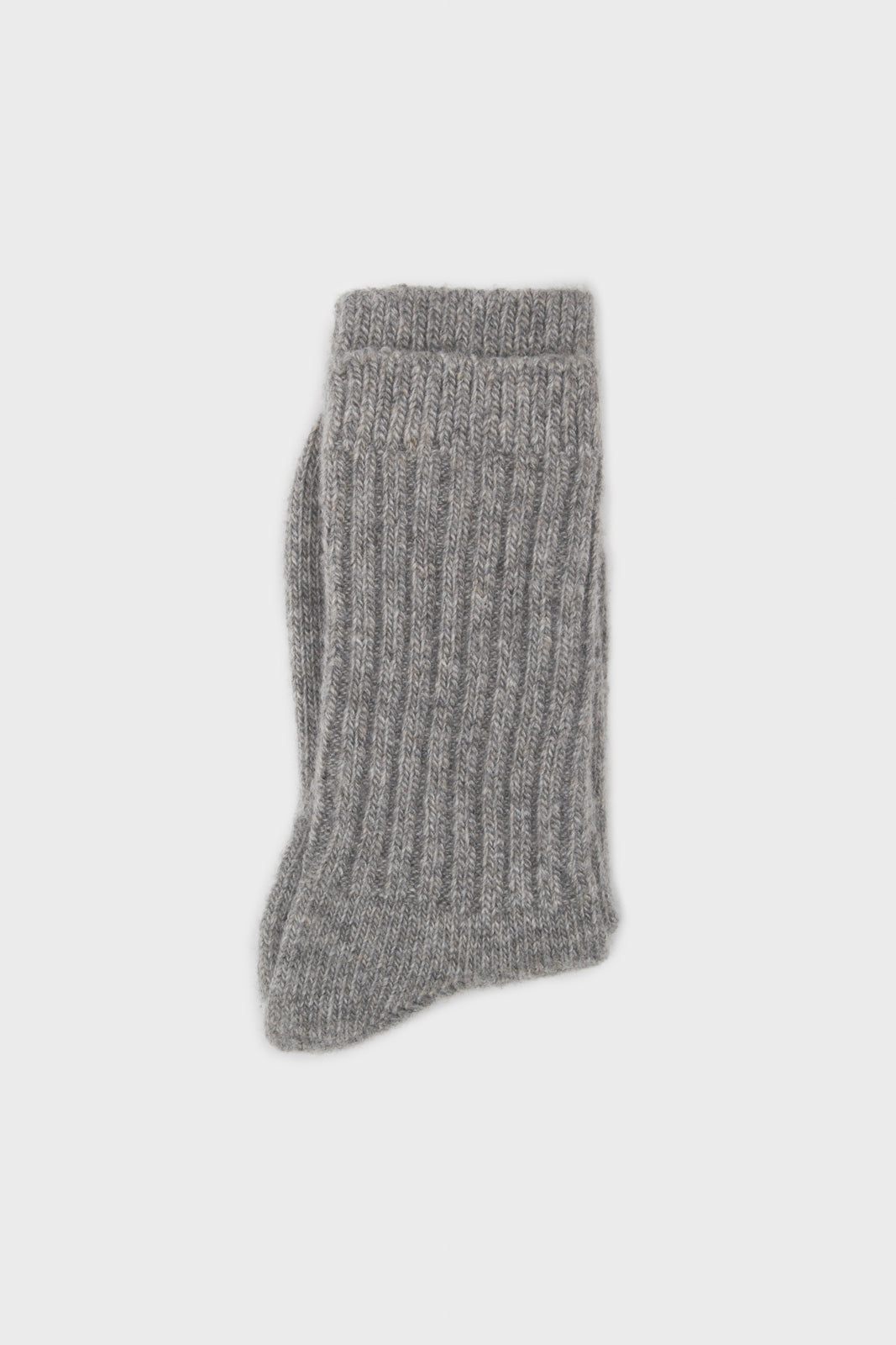 Light grey ribbed cashmere wool blend socks_4