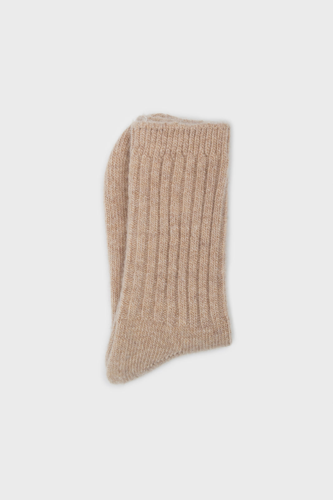 Oatmeal ribbed cashmere wool blend socks_4