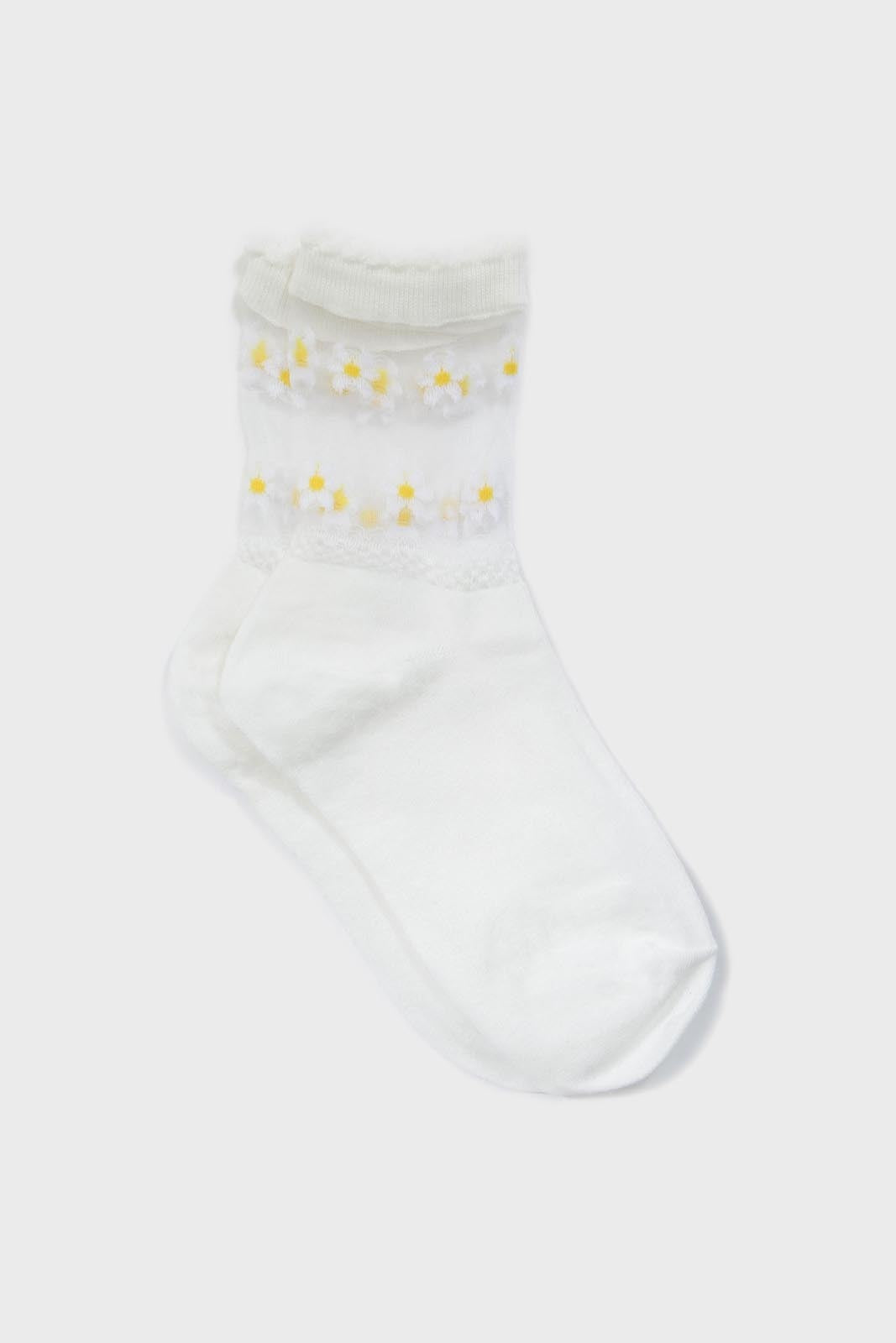 Sheer daisies ankle block socks - Set of 2