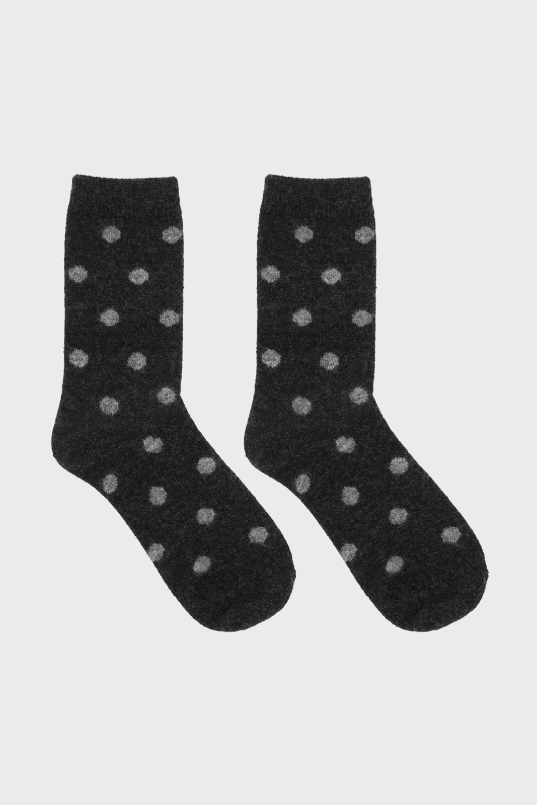 Charcoal and grey polka dots wool long socks_2