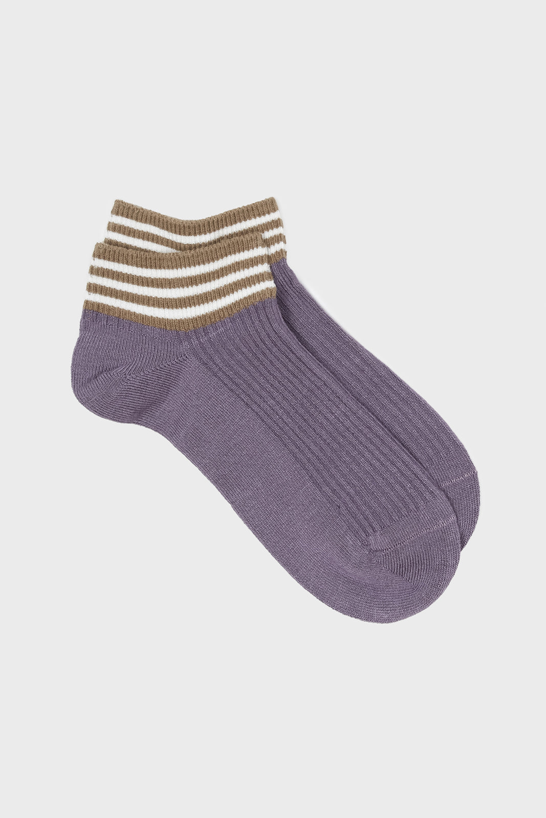 Violet and pale brown striped ankle socks_1