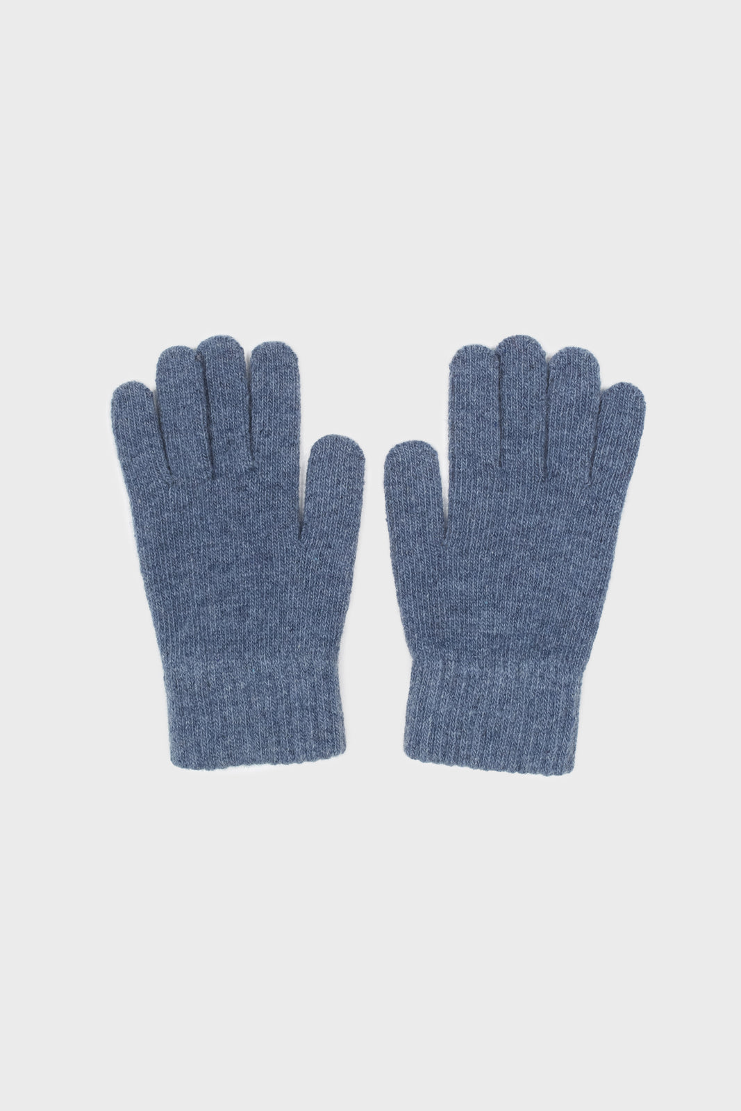 Deep blue smooth wool blend gloves_1