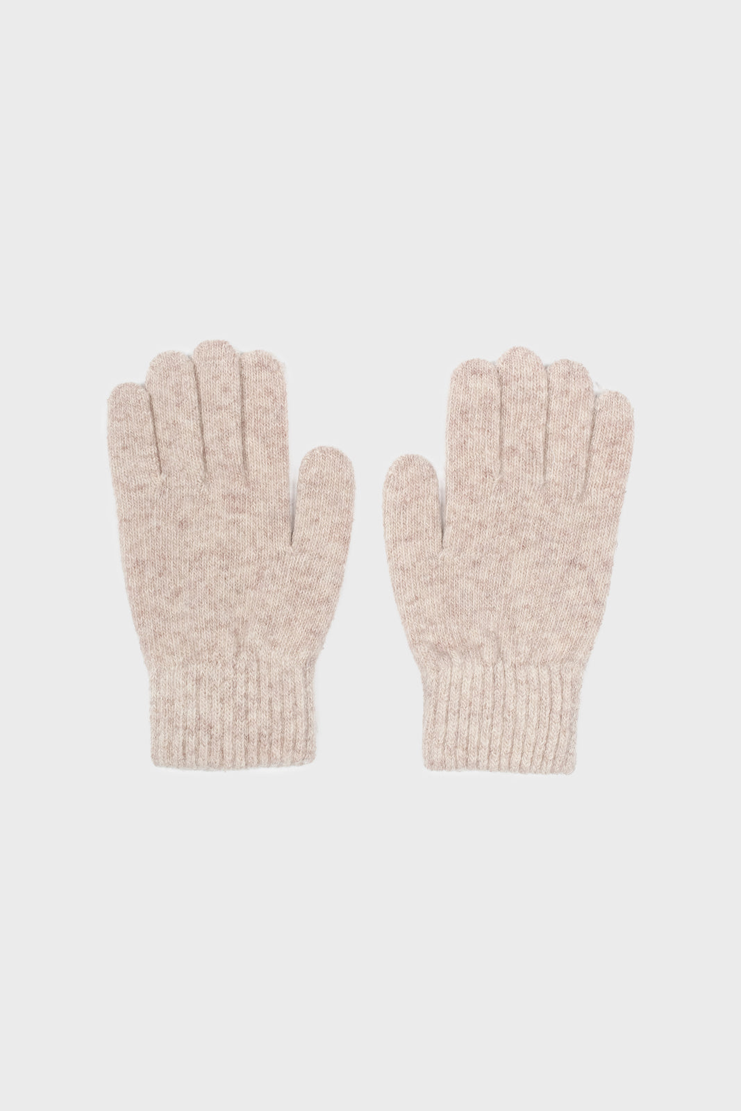 Oatmeal smooth wool blend gloves_1