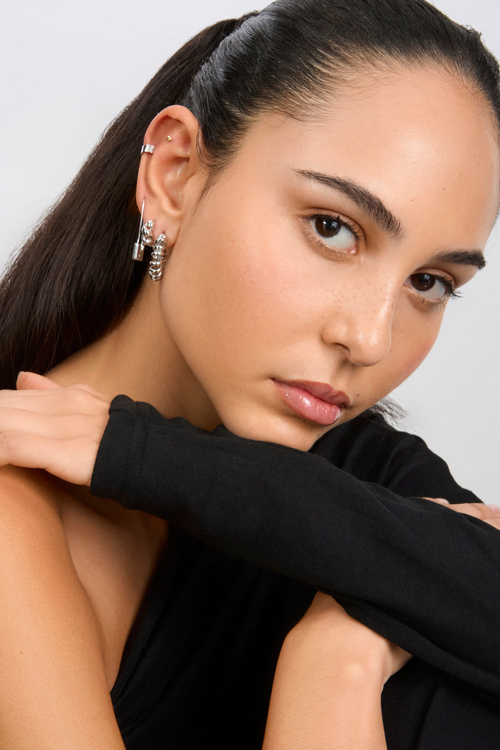 Silver thick paper clip earrings_4