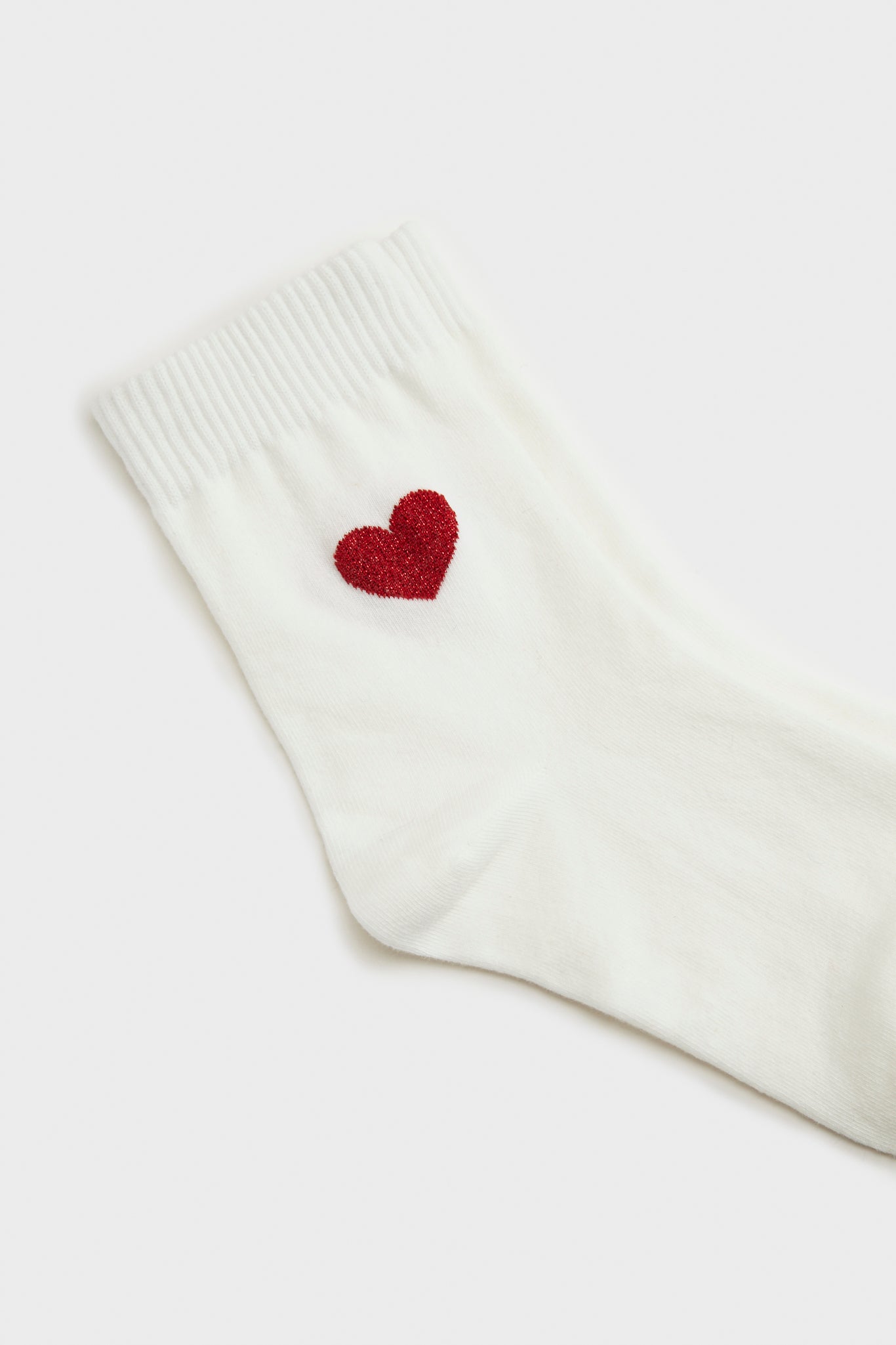 White metallic heart socks_3