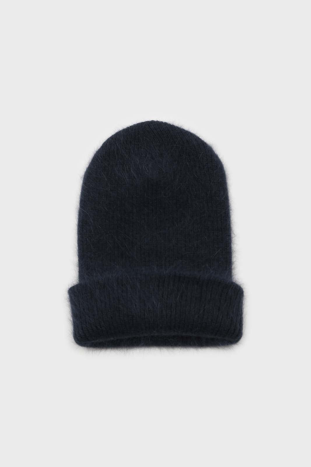 Deep blue mohair beanie and angora socks set