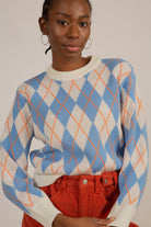 White blue and orange argyle jumper_9