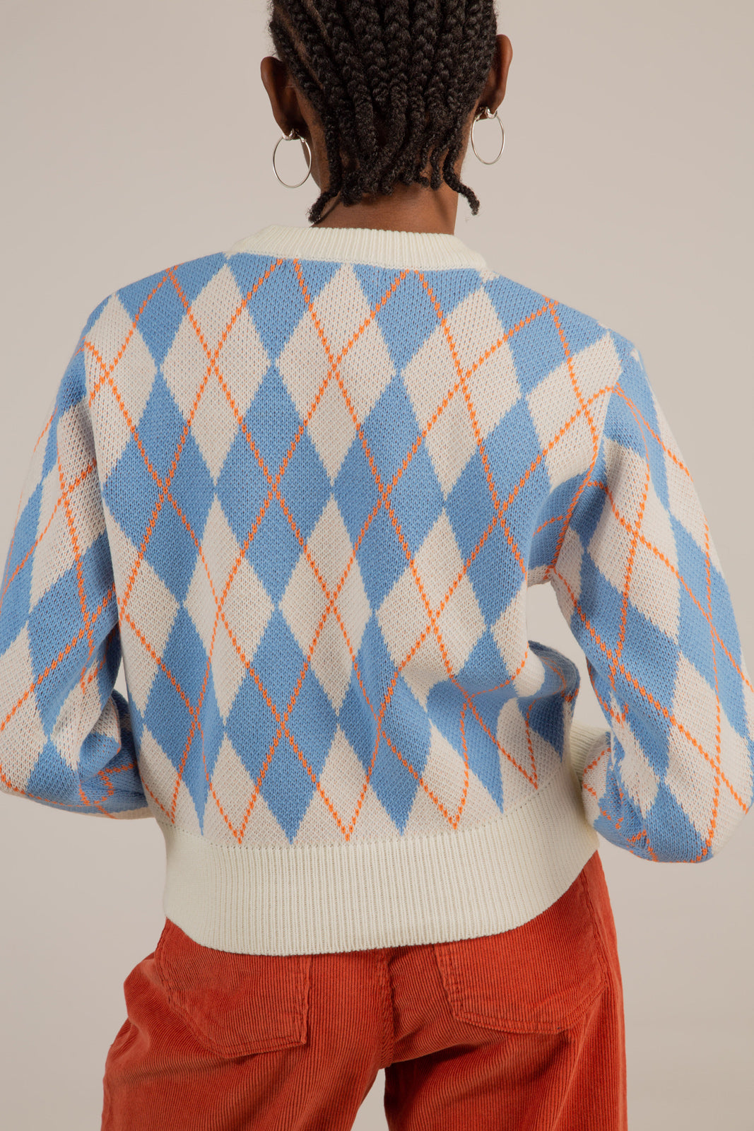 White blue and orange argyle jumper_10