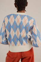 White blue and orange argyle jumper_10