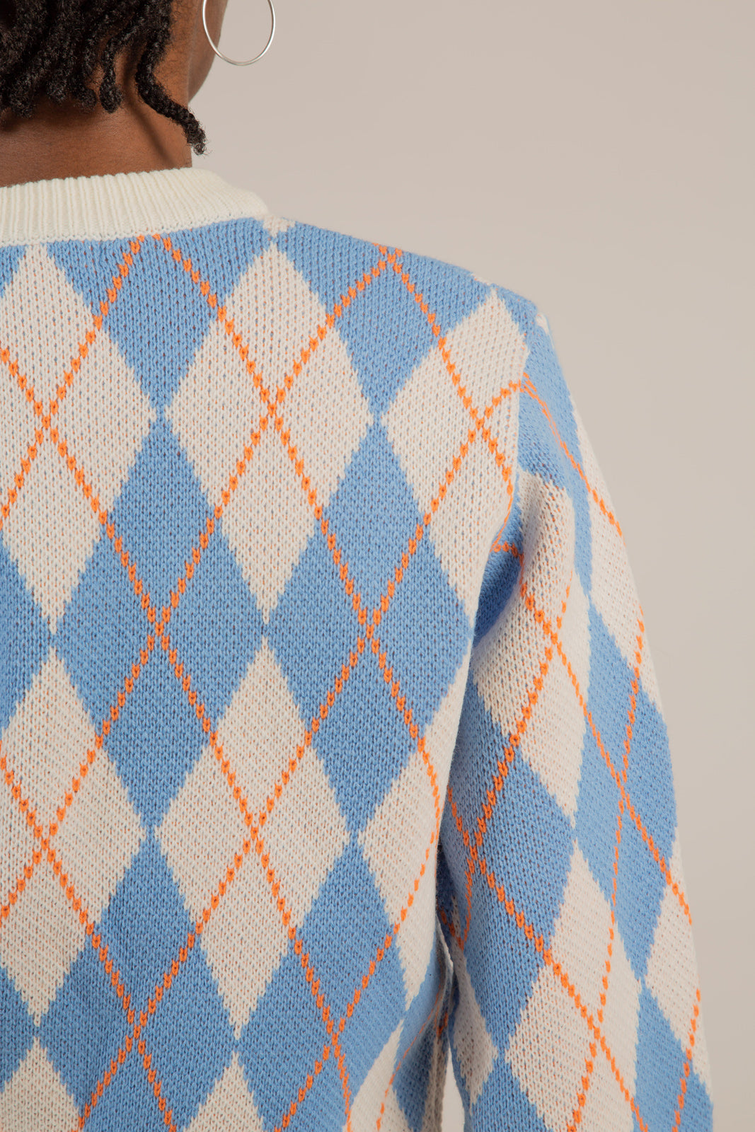 White blue and orange argyle jumper_8