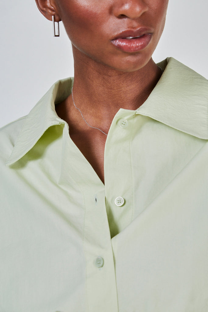 Light green side button shirt dress_6