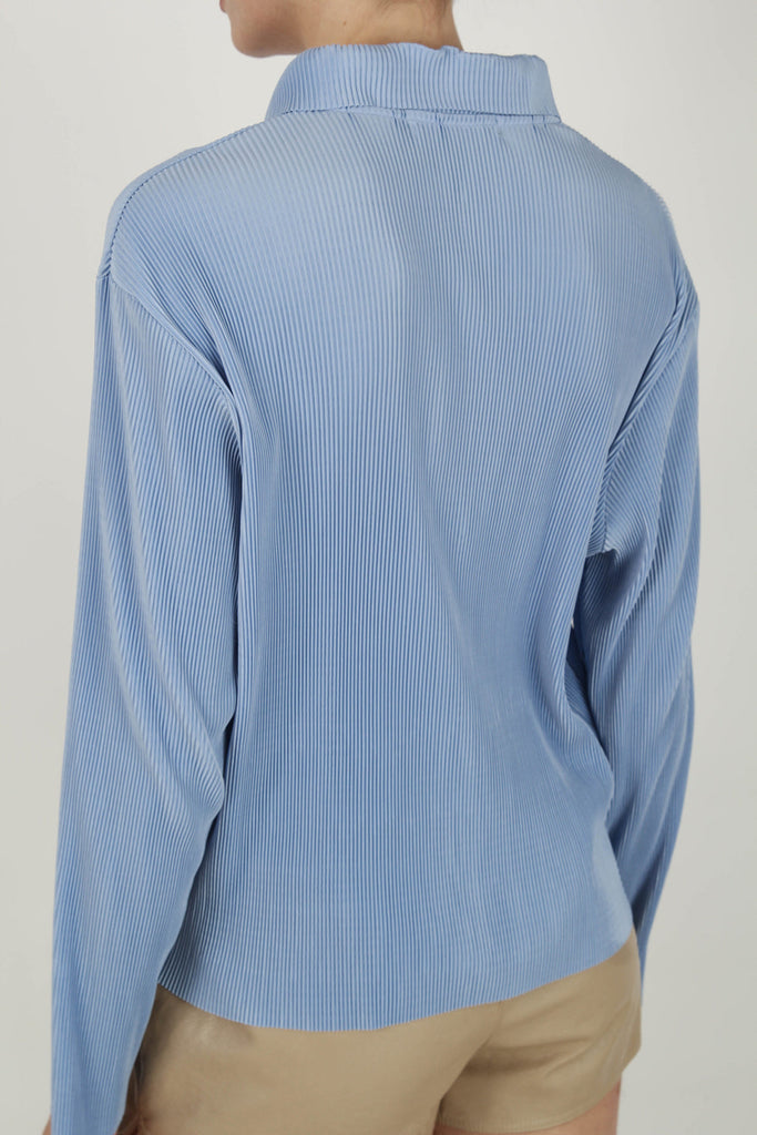 Sky blue micro pleated long sleeved shirt_6