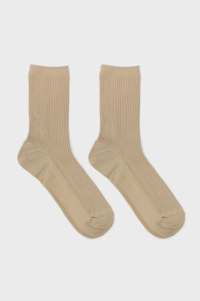 Beige classic ribbed socks_4