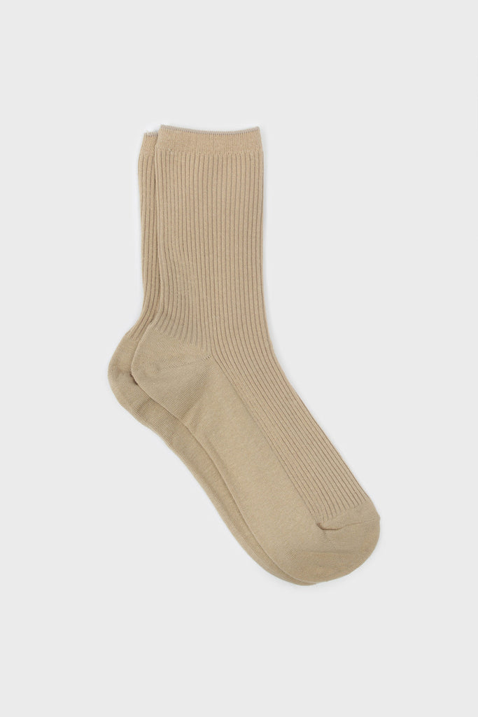 Beige classic ribbed socks_3