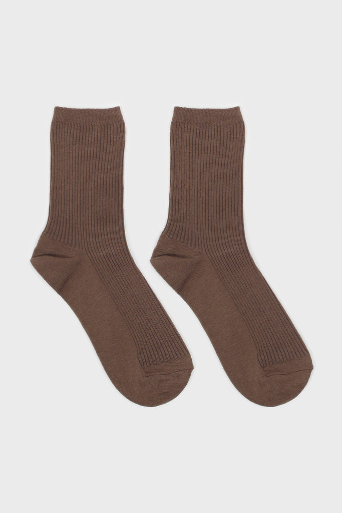 Cocoa brown classic ribbed socks_4