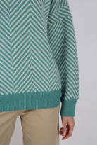 Aqua blue and ivory herringbone jumper_7