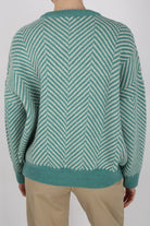 Aqua blue and ivory herringbone jumper_8
