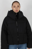 Black thick hooded puffer jacket_1