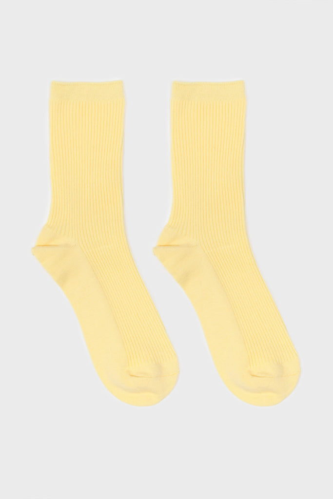 Pale yellow classic ribbed socks_5