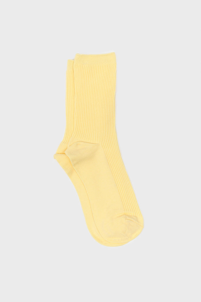 Pale yellow classic ribbed socks_3