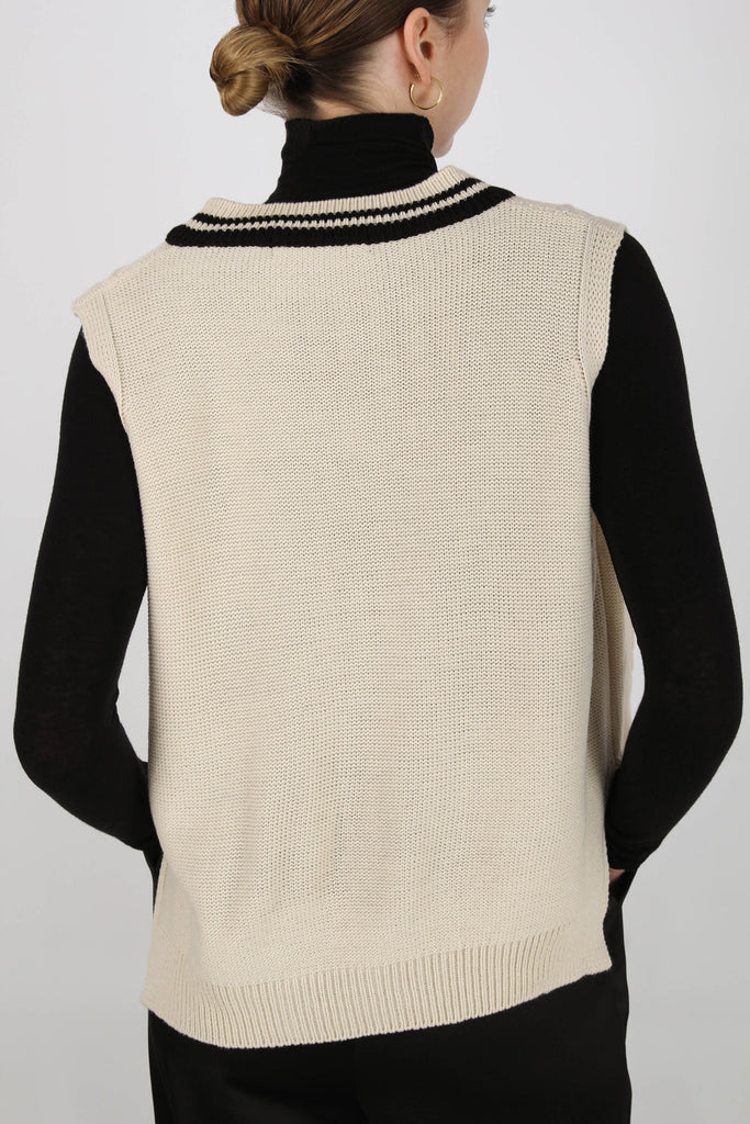 Ivory and black varsity trim sweater vest_3