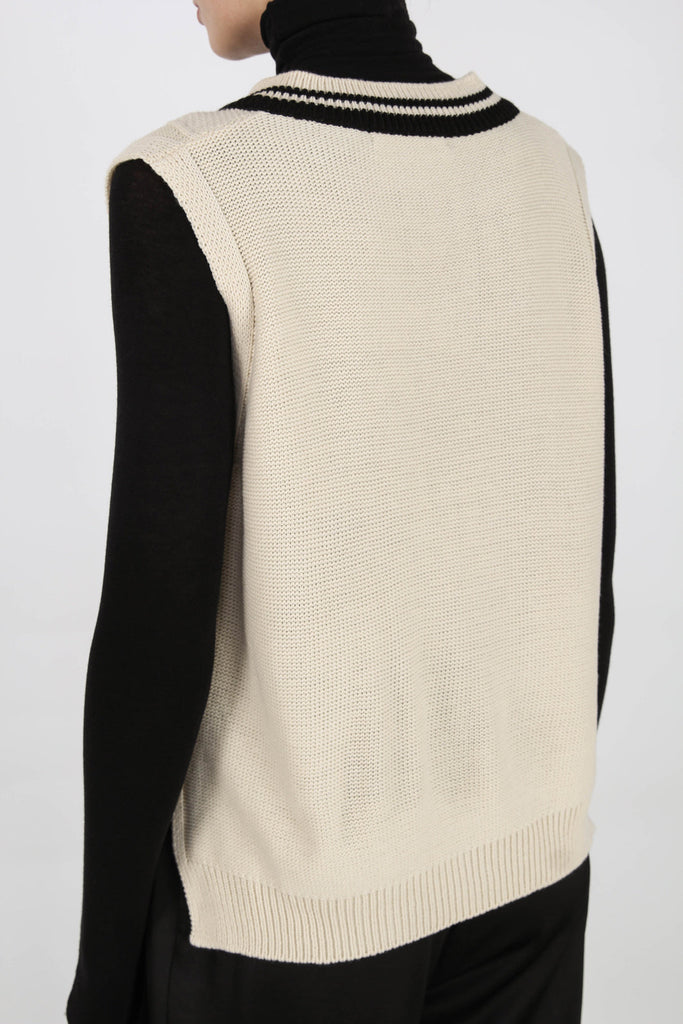 Ivory and black varsity trim sweater vest_5