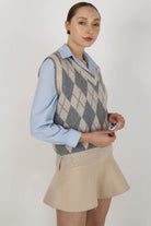 Ivory and pale blue argyle wool blend sweater vest_4