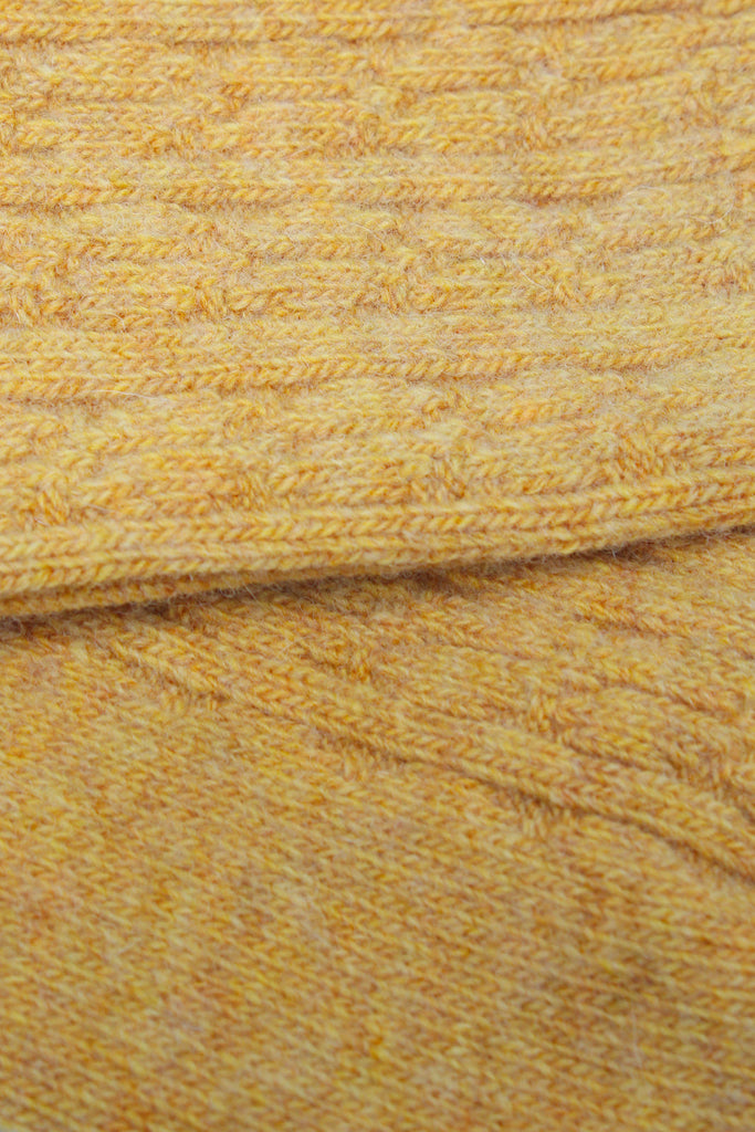 Mustard wool blend cableknit socks_2