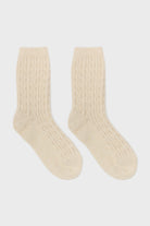 Light beige wool blend cableknit socks_3
