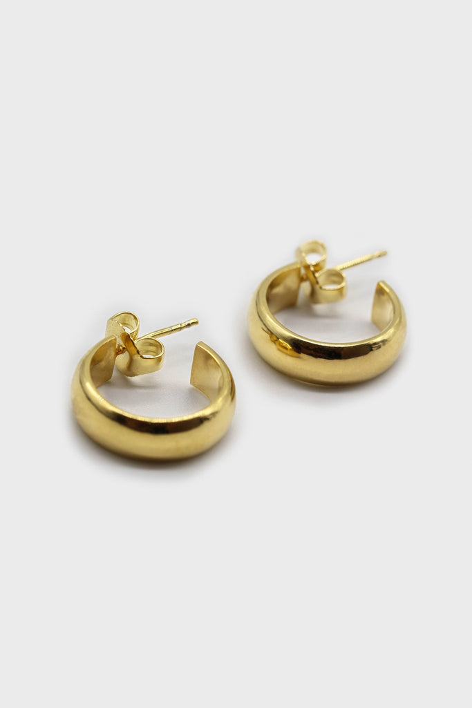 Gold thick hoop glossy earrings - 15mm_1