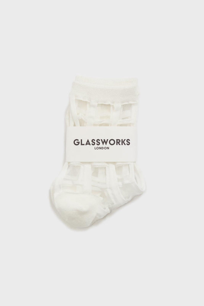 White sheer grid socks_5