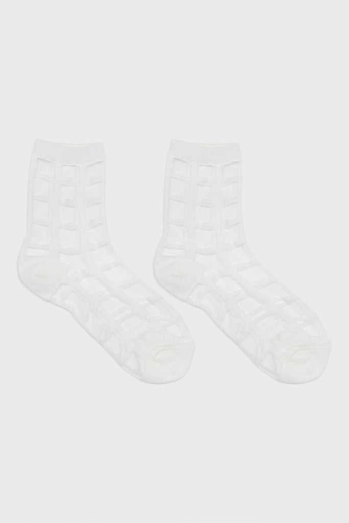 White sheer grid socks_4