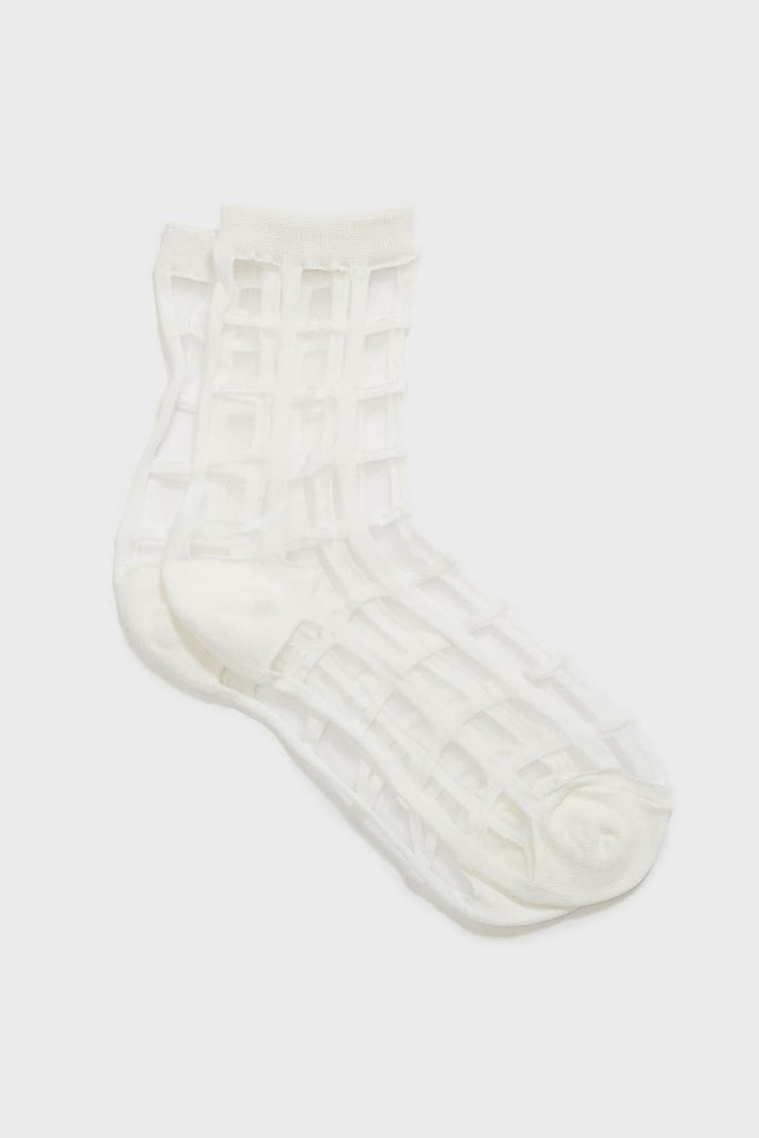 White sheer grid socks_7