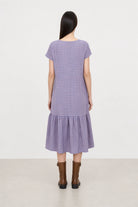 Cobalt blue and pink gingham ruffle trim dress_2