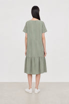 Green and pink gingham ruffle trim dress_2