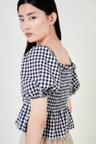 Black gingham ruched top_3