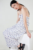 Ivory floral print tie strap dress_7