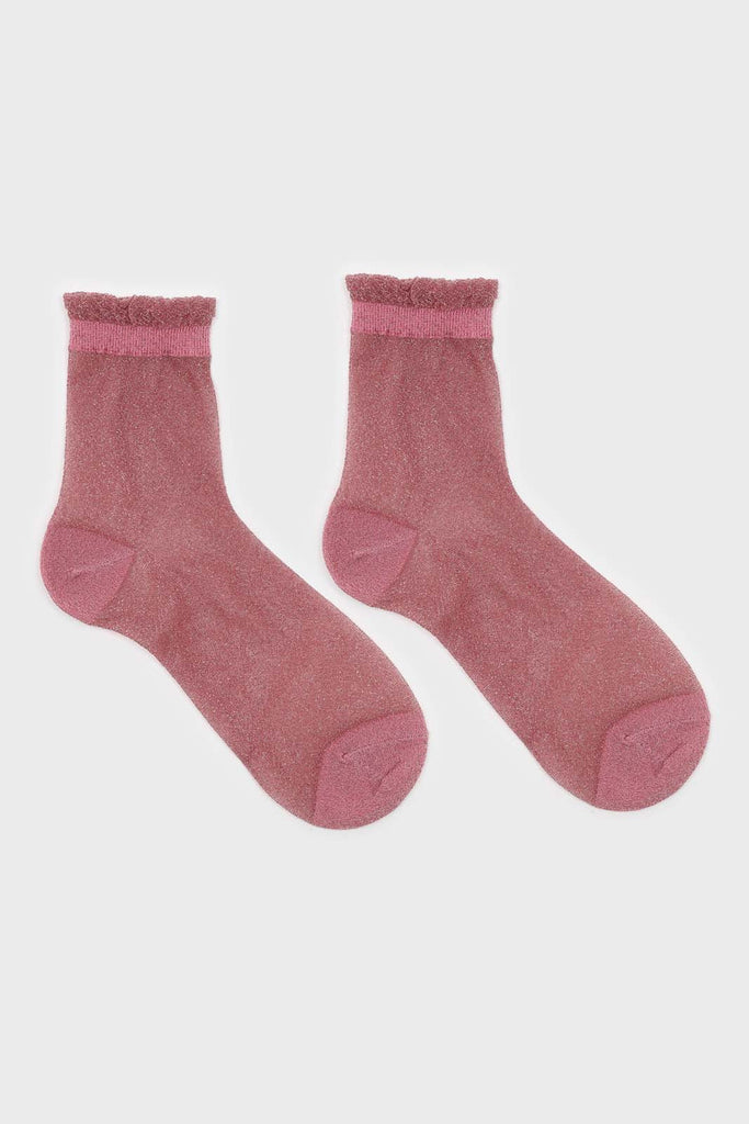 Deep pink glitter superstar socks_4