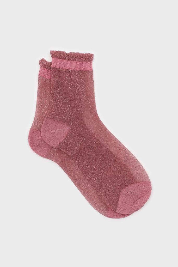 Deep pink glitter superstar socks_1