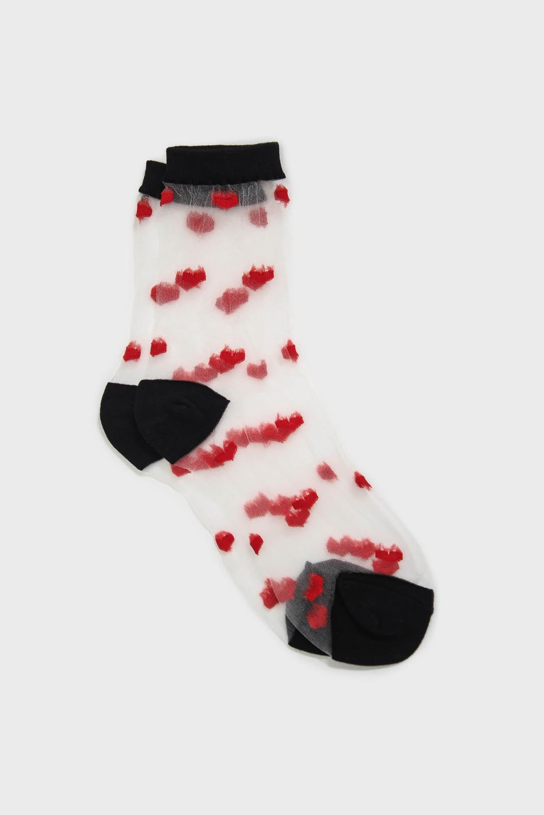 red sheer heart socks