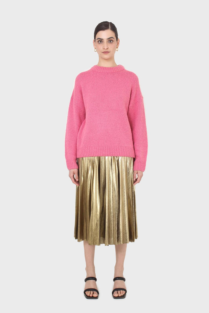 Dark gold pleated maxi skirt_3