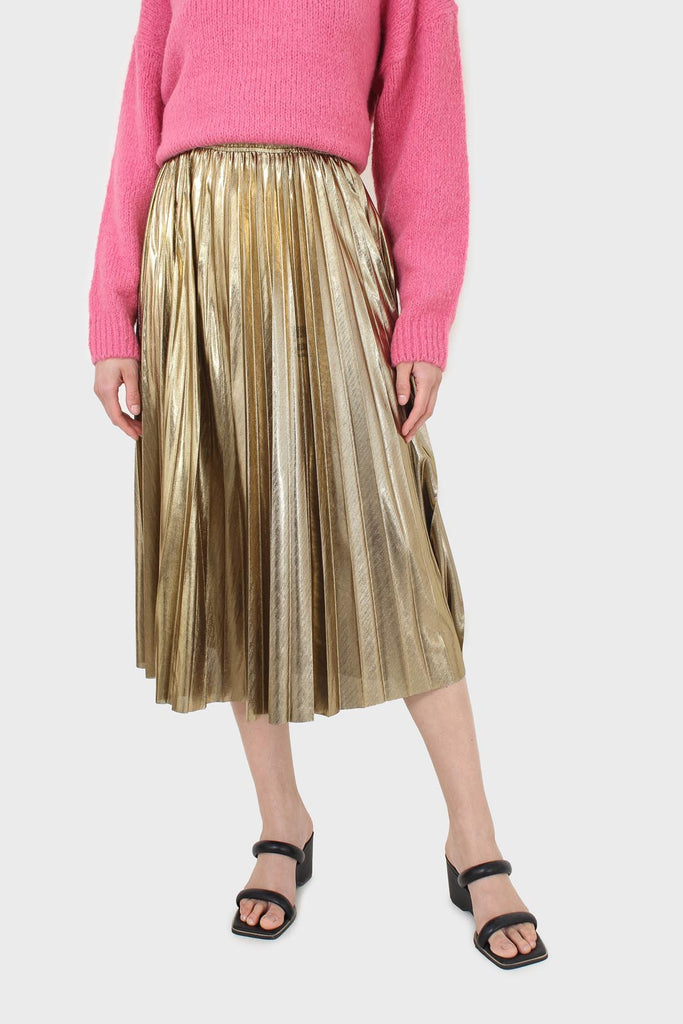 Dark gold pleated maxi skirt_1