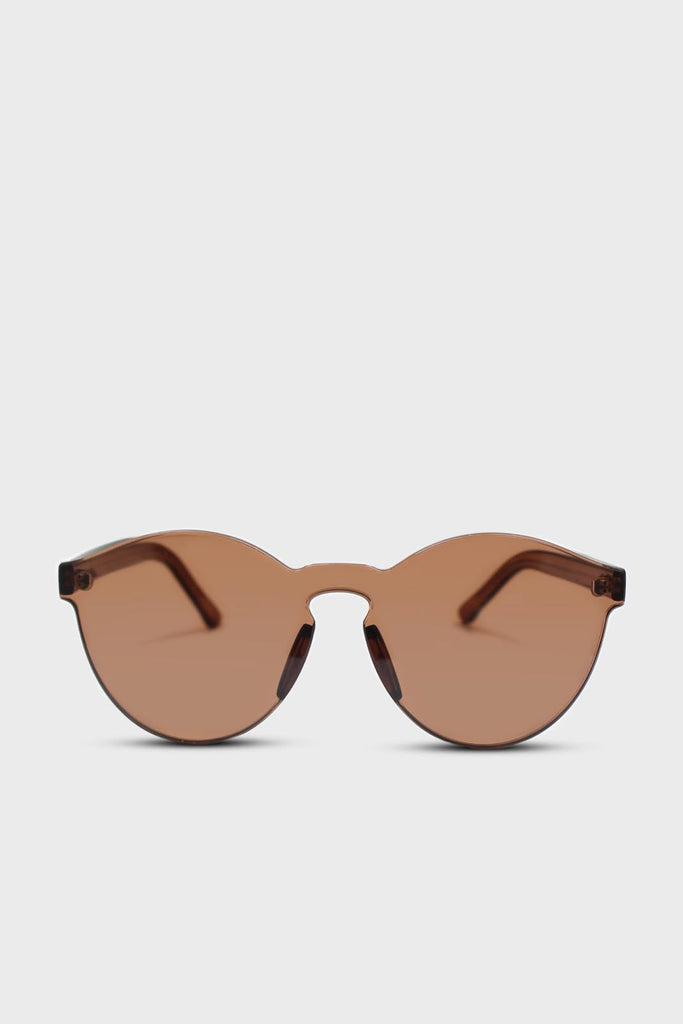 Brown frameless round sunglasses_1