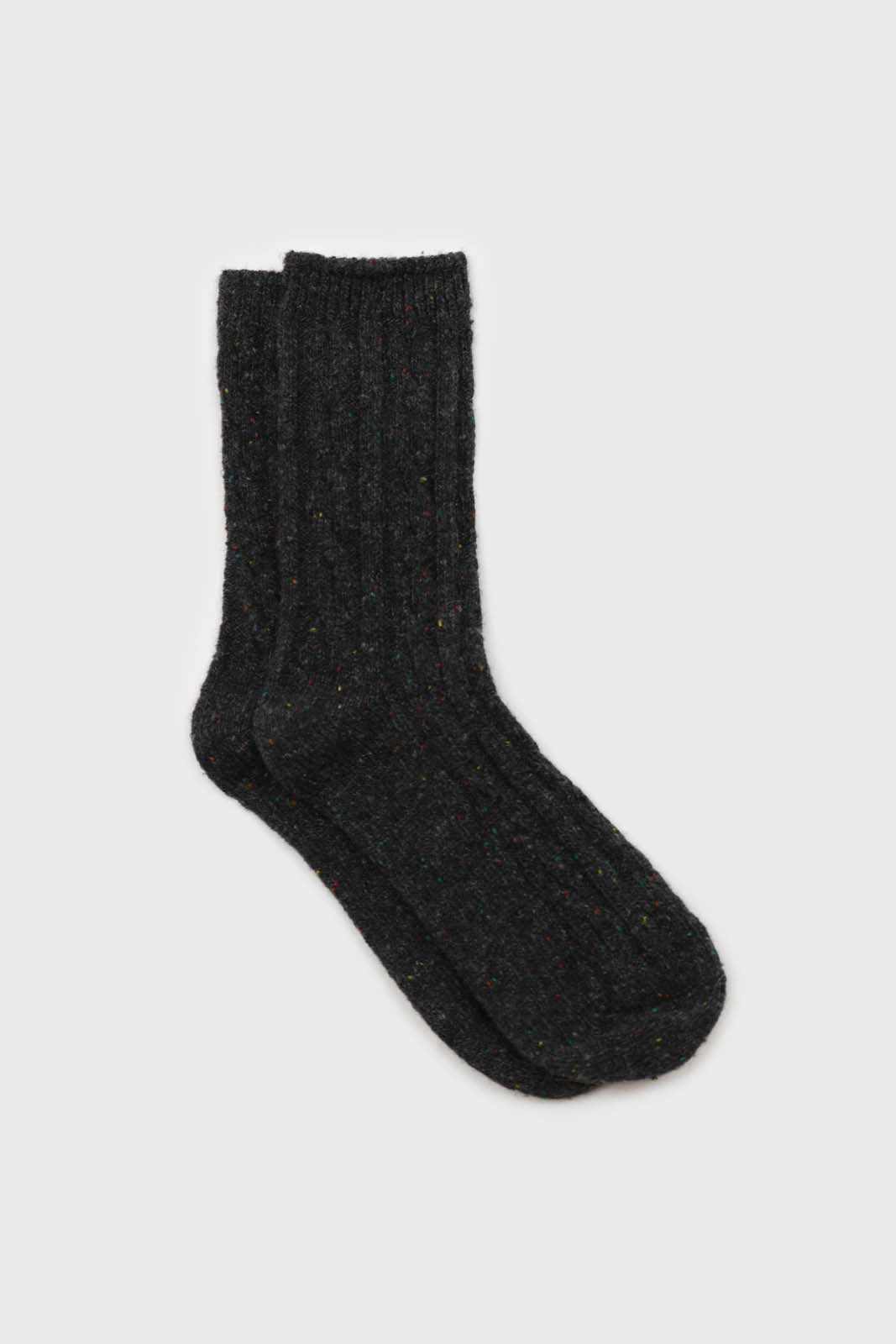 Charcoal grey rainbow fleck thick socks_1