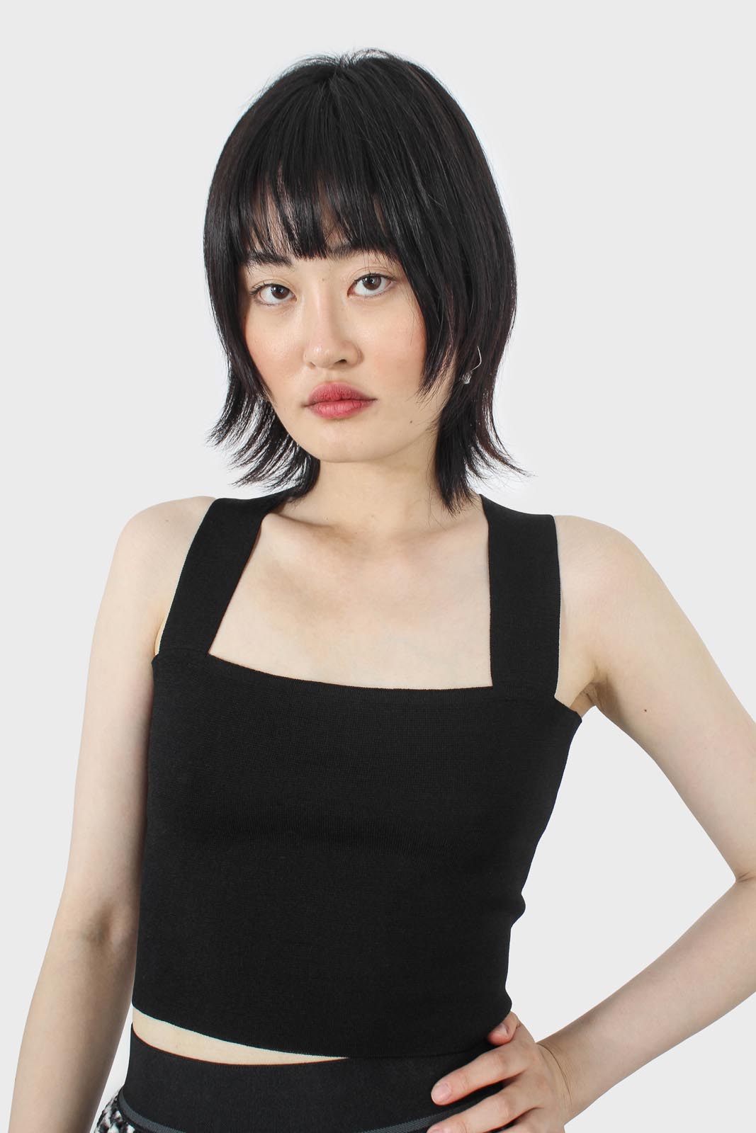 Thick strap cross back knit tank_1