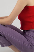 Red thick strap cross back knit tank_4