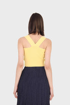 Mustard thick strap cross back knit tank_2
