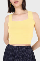 Mustard thick strap cross back knit tank_3